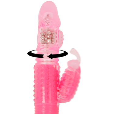 Vibratore Bunny Rabbit in silicone rosa con rotazione e vibrazione programmabili